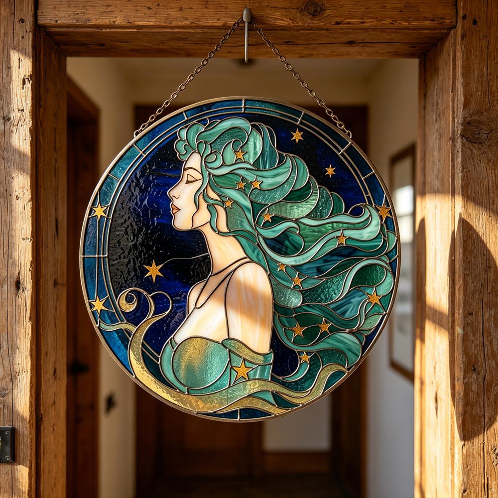 Starry-Haired Woman Glass Art