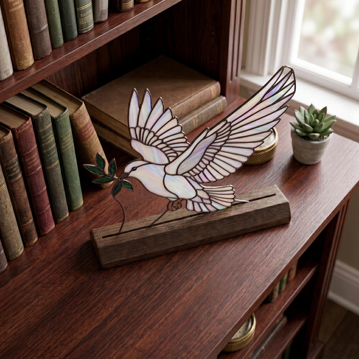 Peace Dove Glass Decor