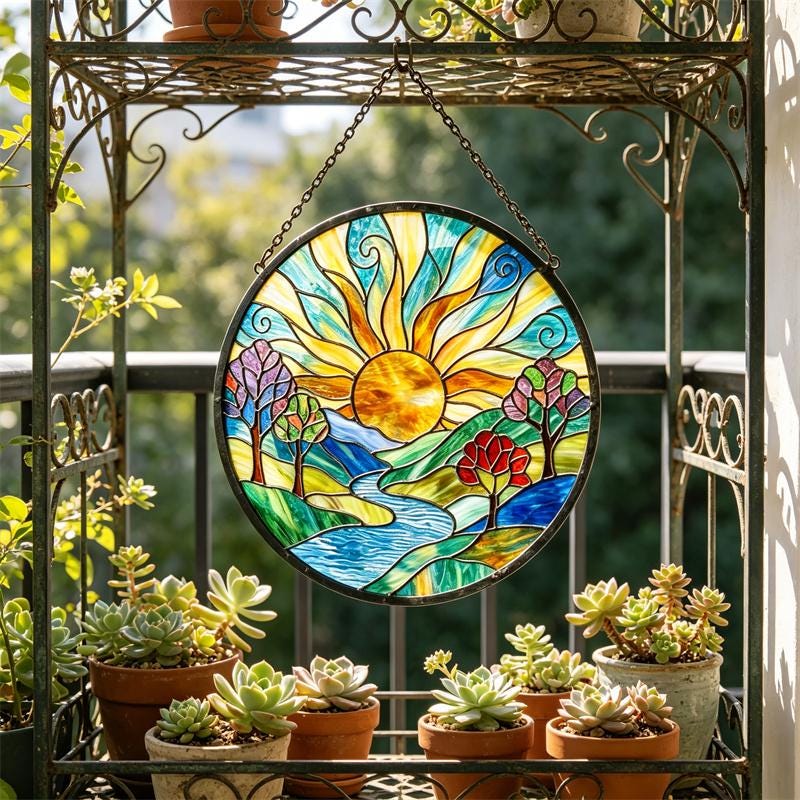 Sunrise Landscape Glass Suncatcher