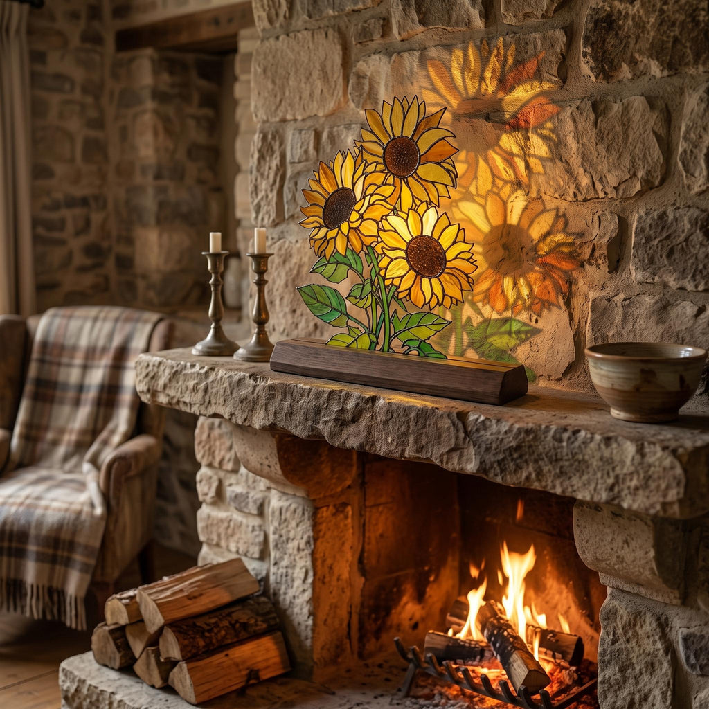 Sunflower Bouquet Glass Decor