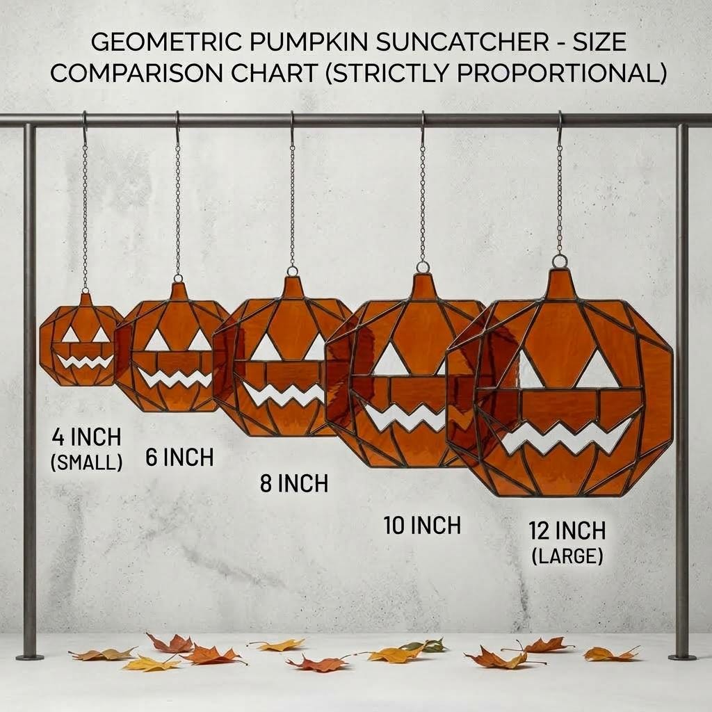 Geometric Pumpkin Glass Suncatcher