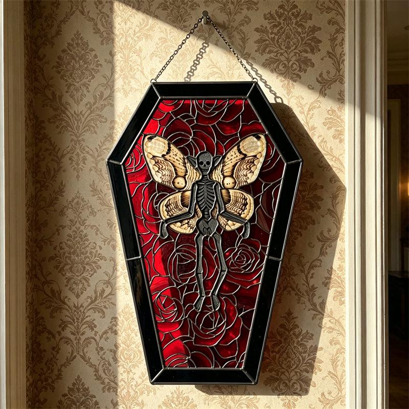 Skeleton Butterfly Coffin Glass Art
