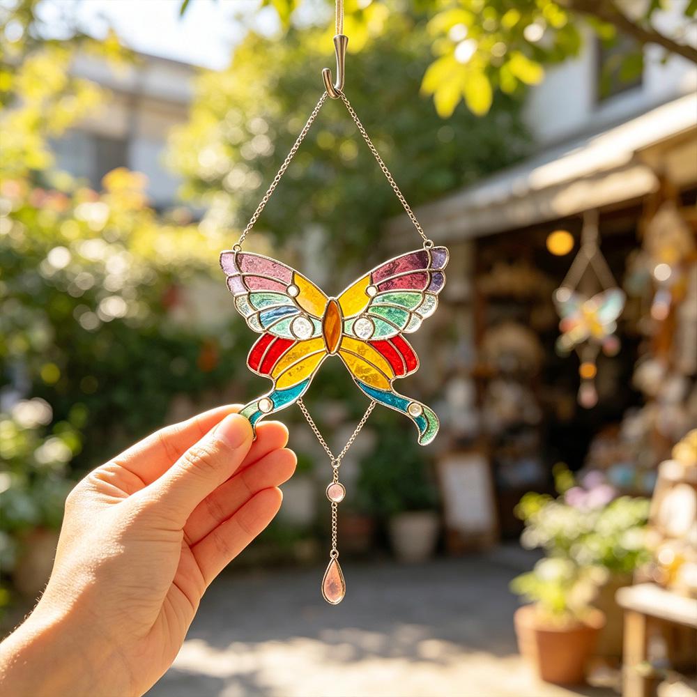 Colorful Butterfly Glass Panel