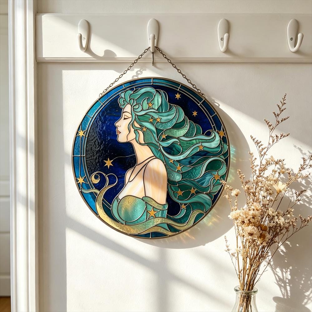 Starry-Haired Woman Glass Art