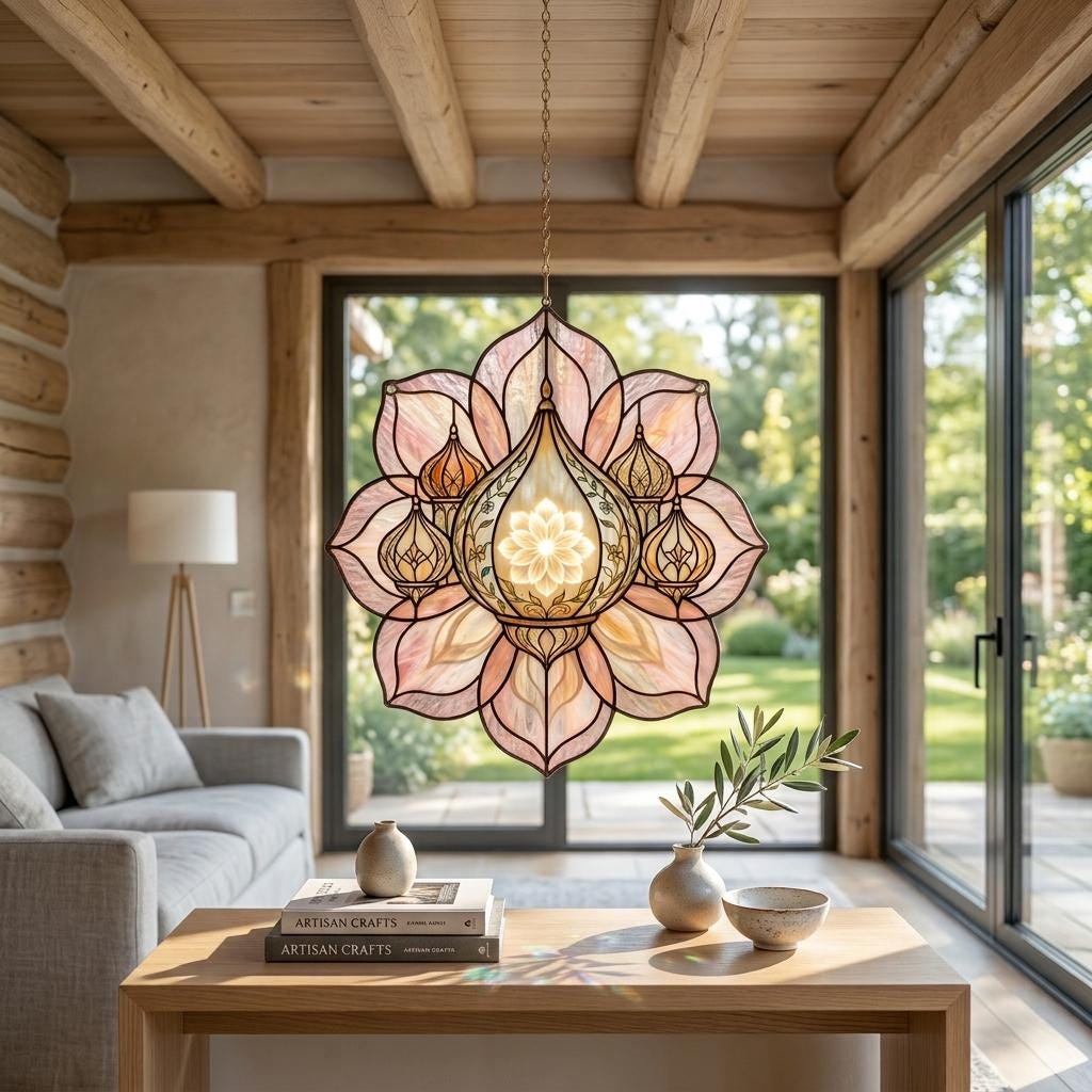 Taj Mahal Lotus Glass Suncatcher