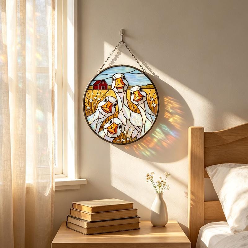 Goose Family Glass Suncatcher