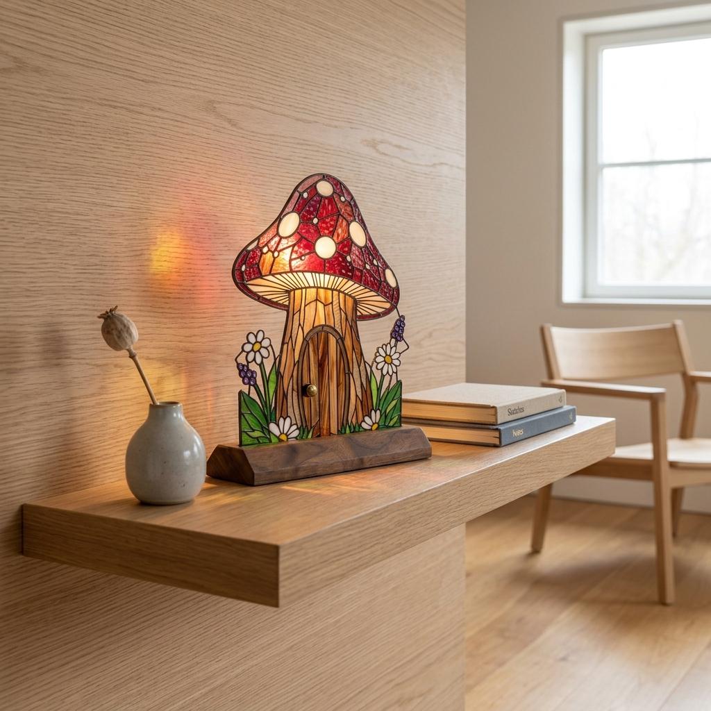 Mushroom Fairy House Glass Decor