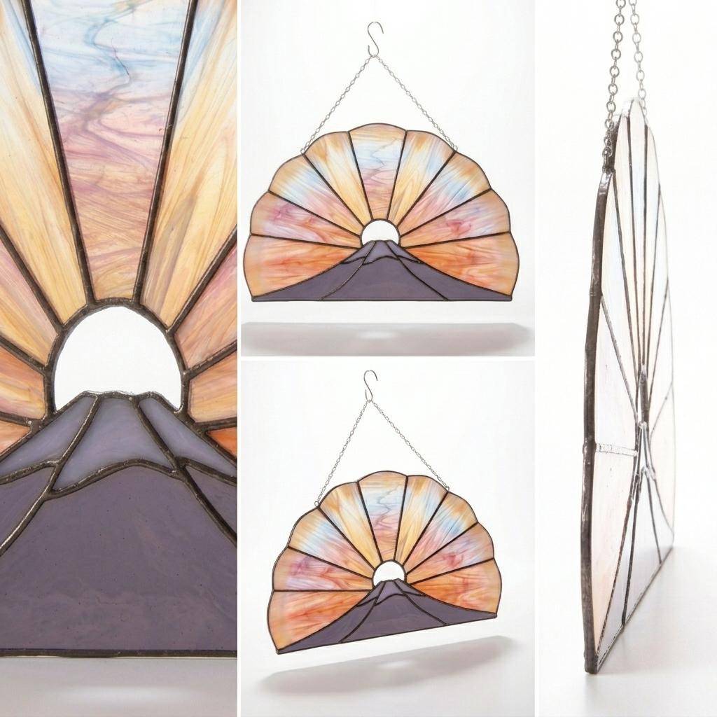 Mount Fuji Sunrise Glass Suncatcher