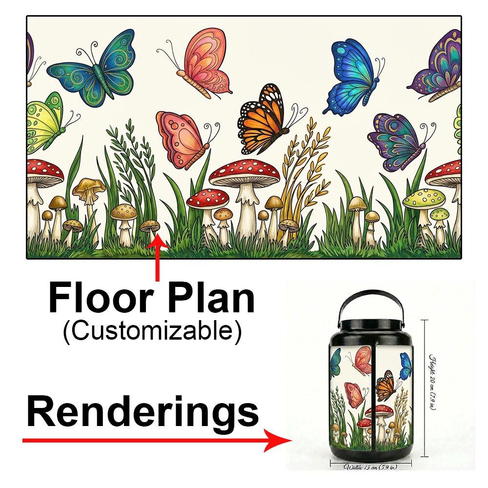 Butterfly and Mushroom Solar Lantern