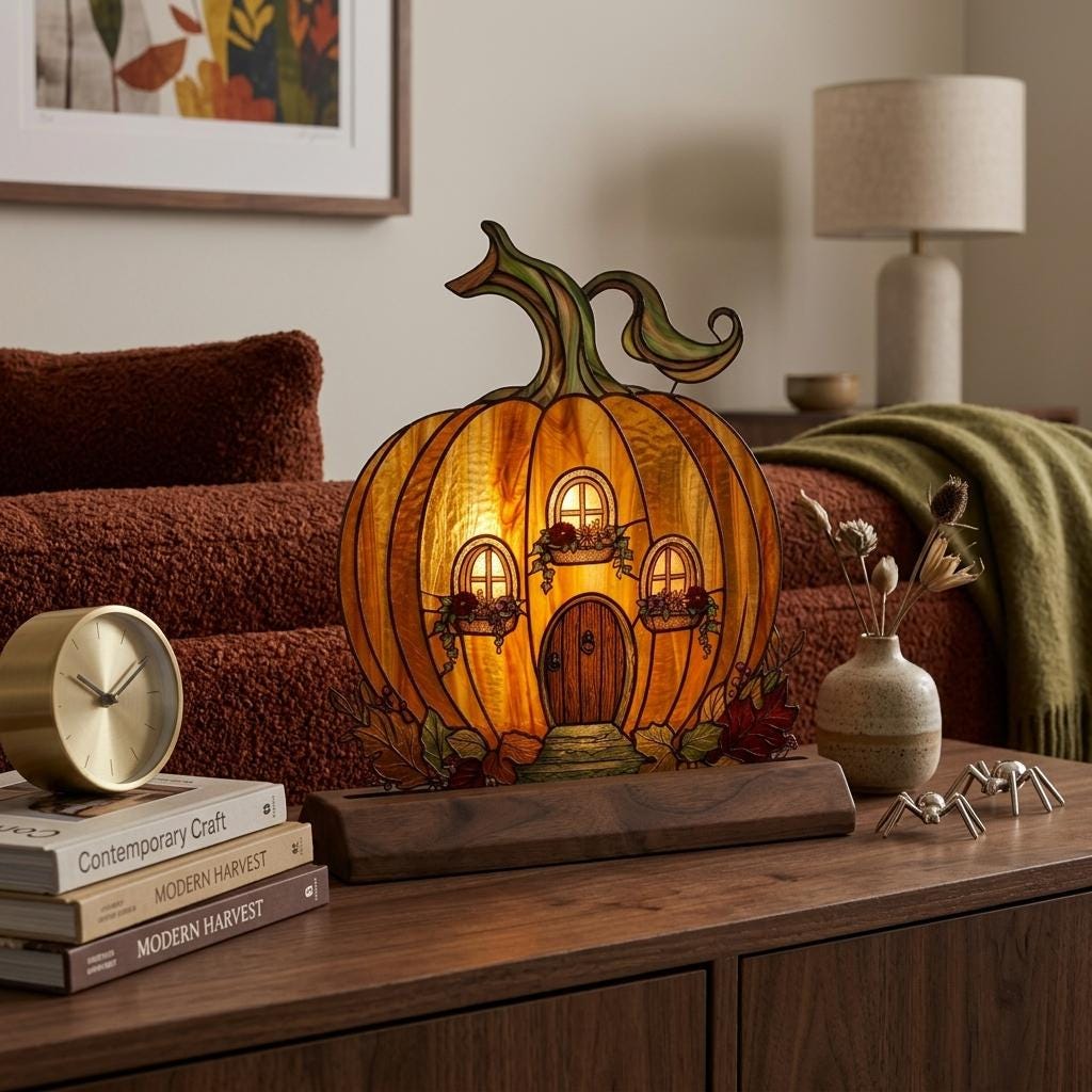 Pumpkin Fairy House Glass Decor