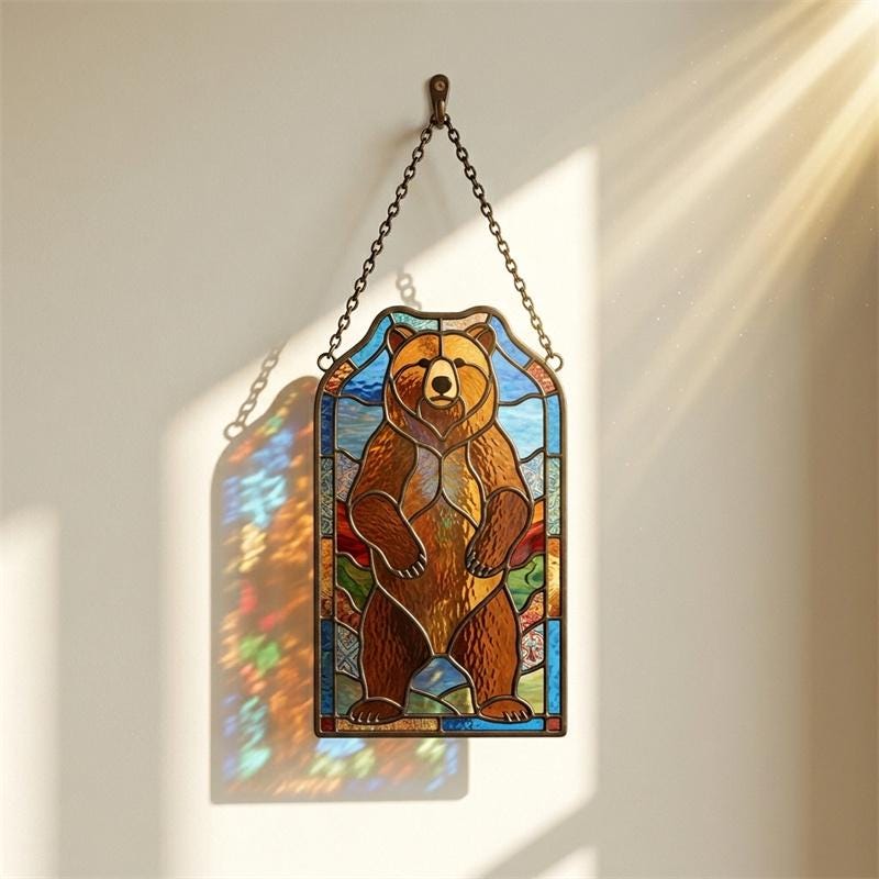 Bear Glass Wall Hanging