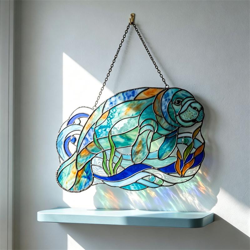 Manatee Glass Suncatcher