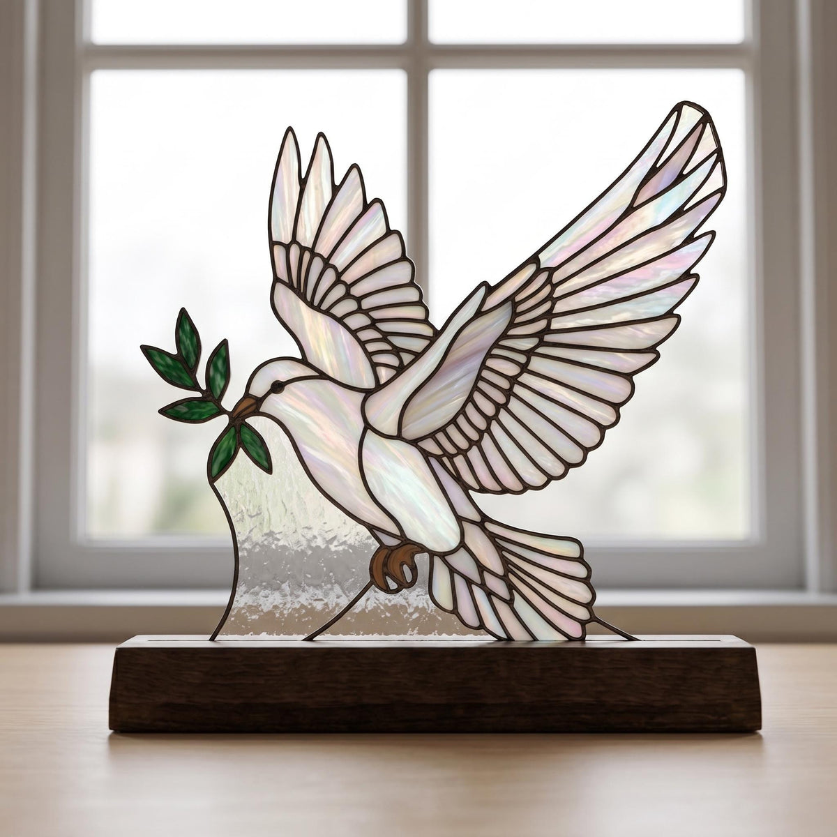 Peace Dove Glass Decor