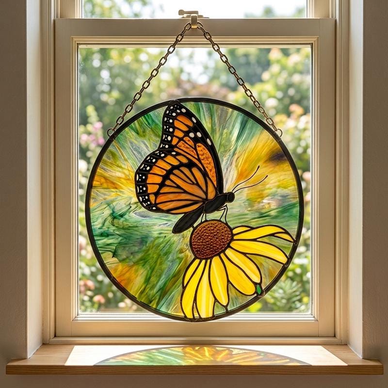 Monarch Butterfly Glass Suncatcher