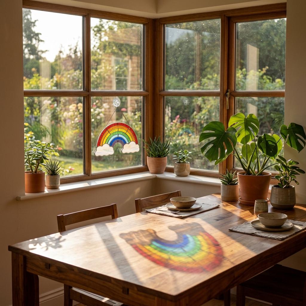Rainbow and Clouds Glass Art
