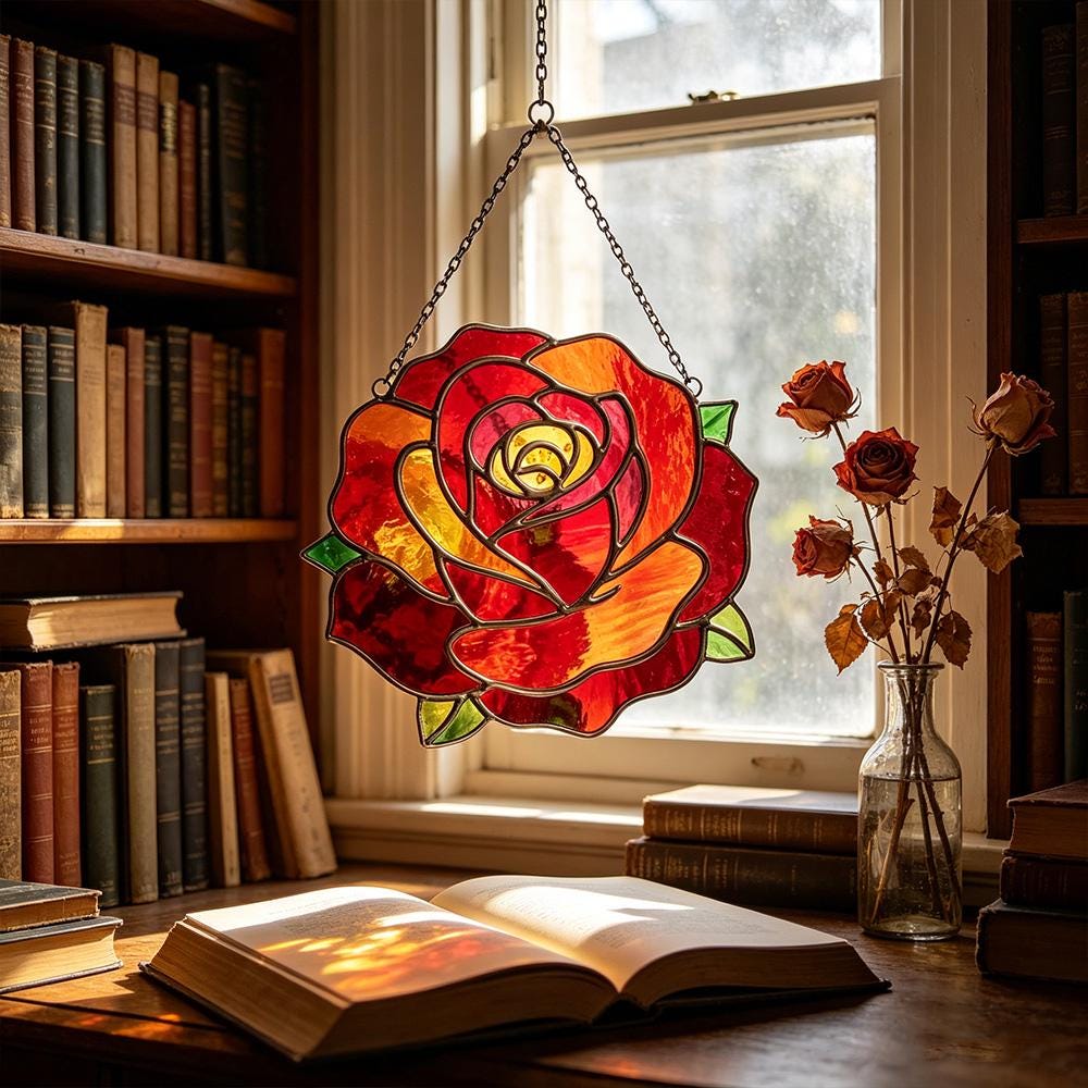 Colorful Rose Glass Art