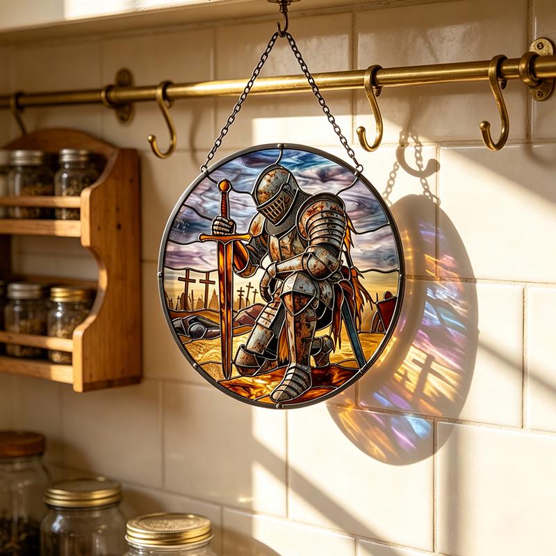 Medieval Knight Glass Suncatcher