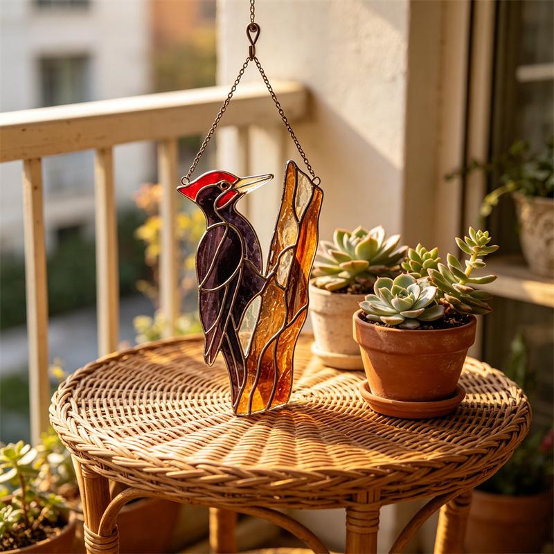 Woodpecker Glass Suncatcher