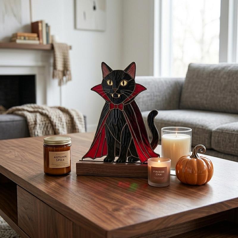 Vampire Cat Glass Decor