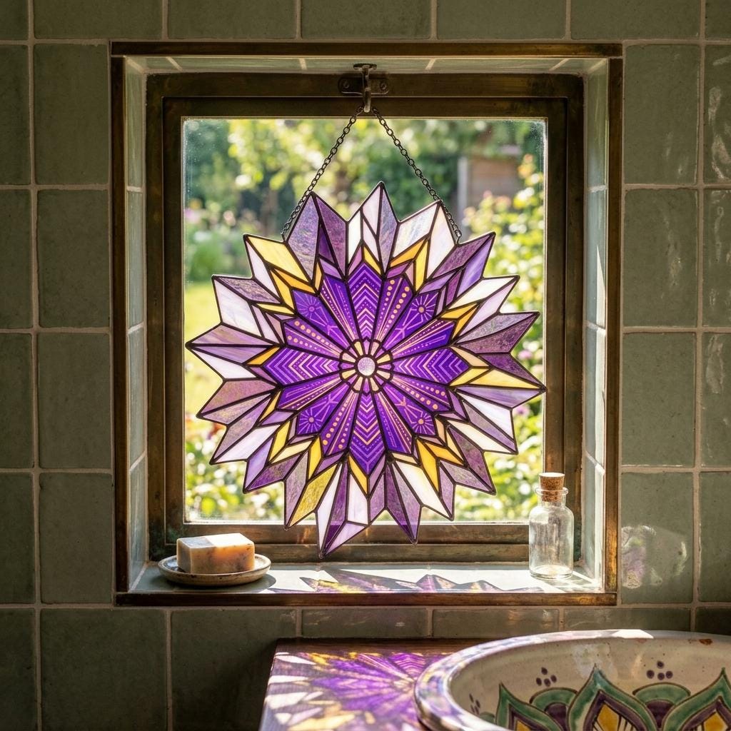 Bee-Eye Flower Glass Suncatcher
