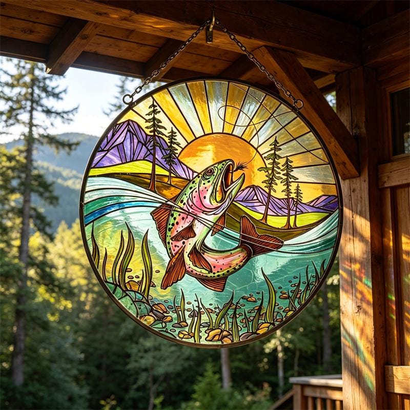 Trout Glass Suncatcher