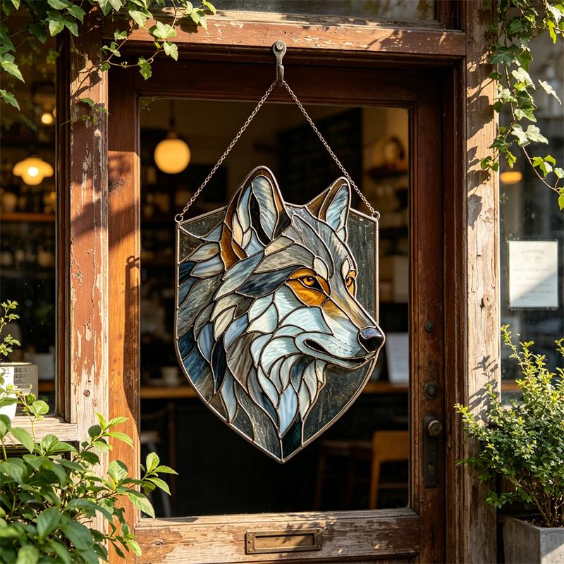 Wolf Glass Wall Hanging
