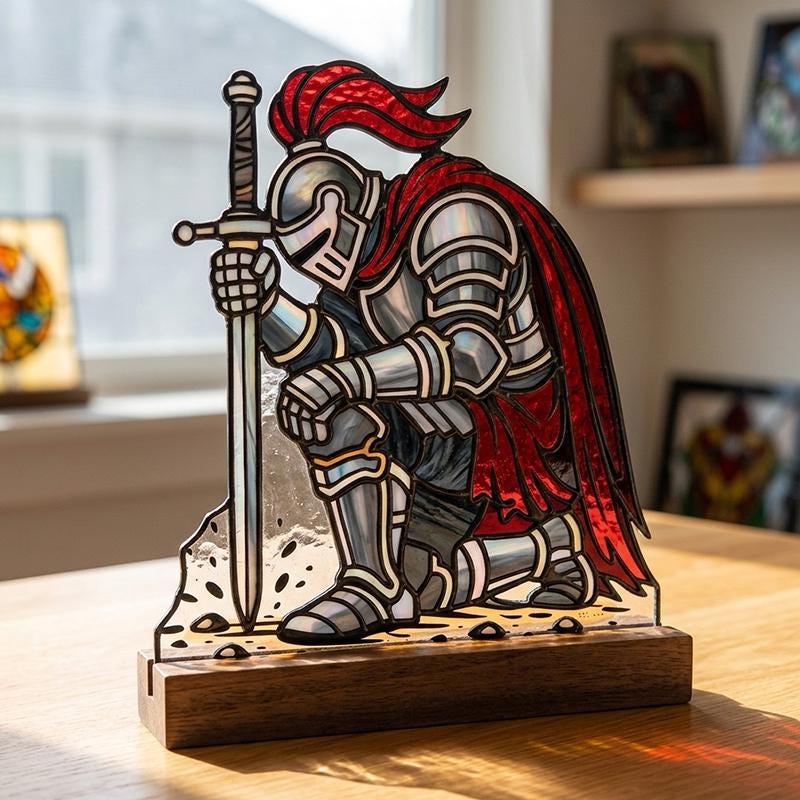 Medieval Knight Glass Art