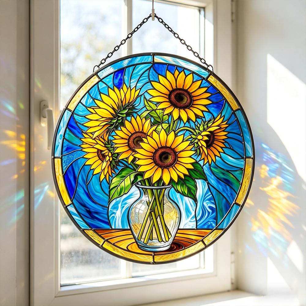 Sunflower Bouquet Glass Art