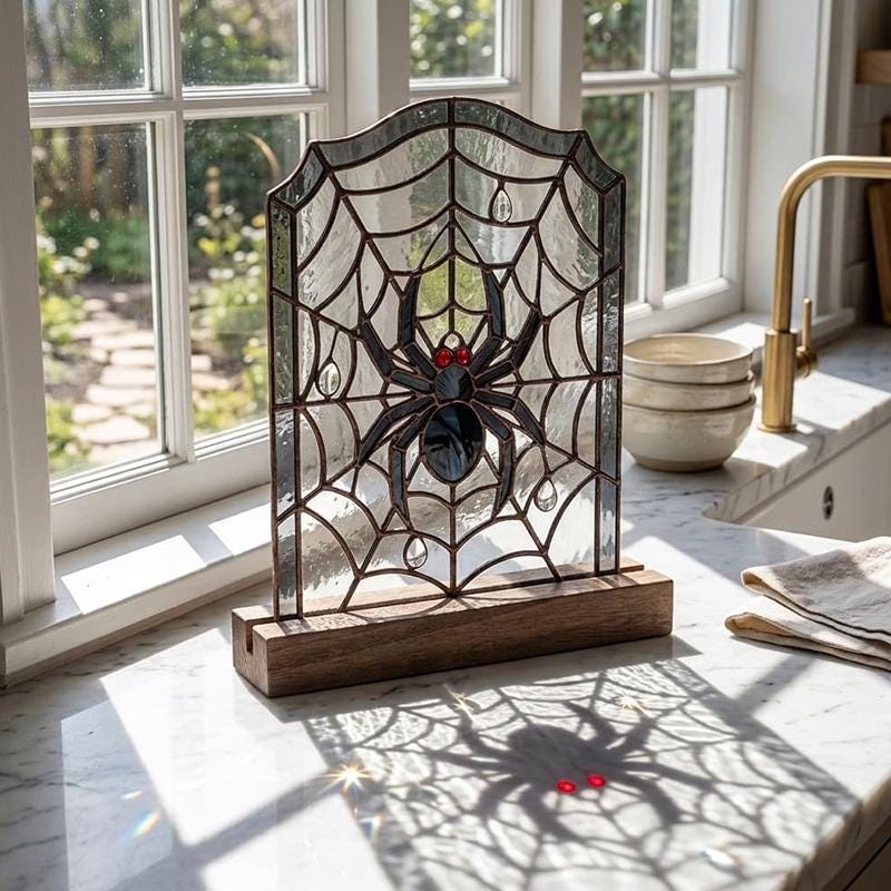 Spider Web Glass Decor
