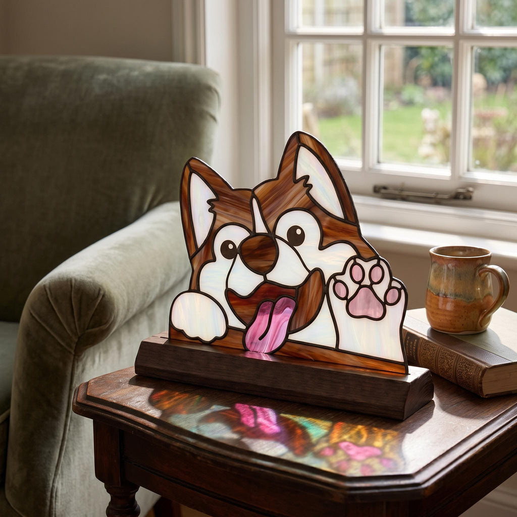 Waving Puppy Glass Decor
