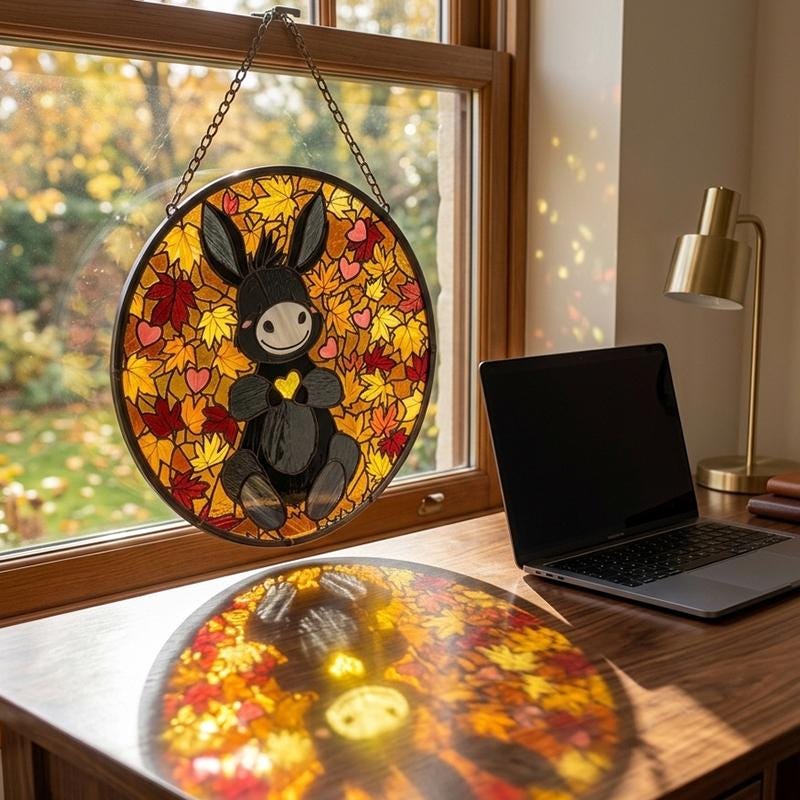 Autumn Donkey Glass Suncatcher