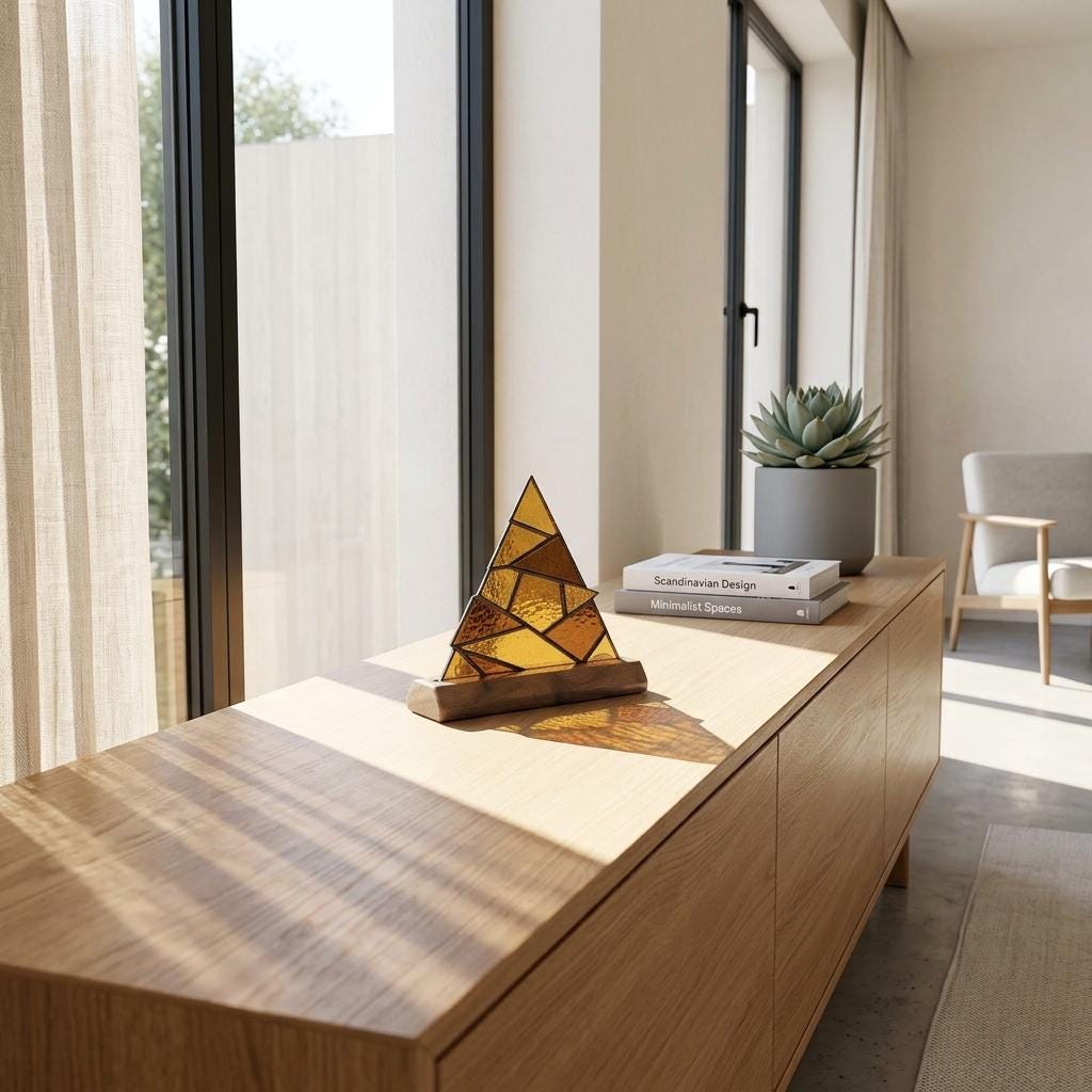 Pyramid and Ankh Glass Decor