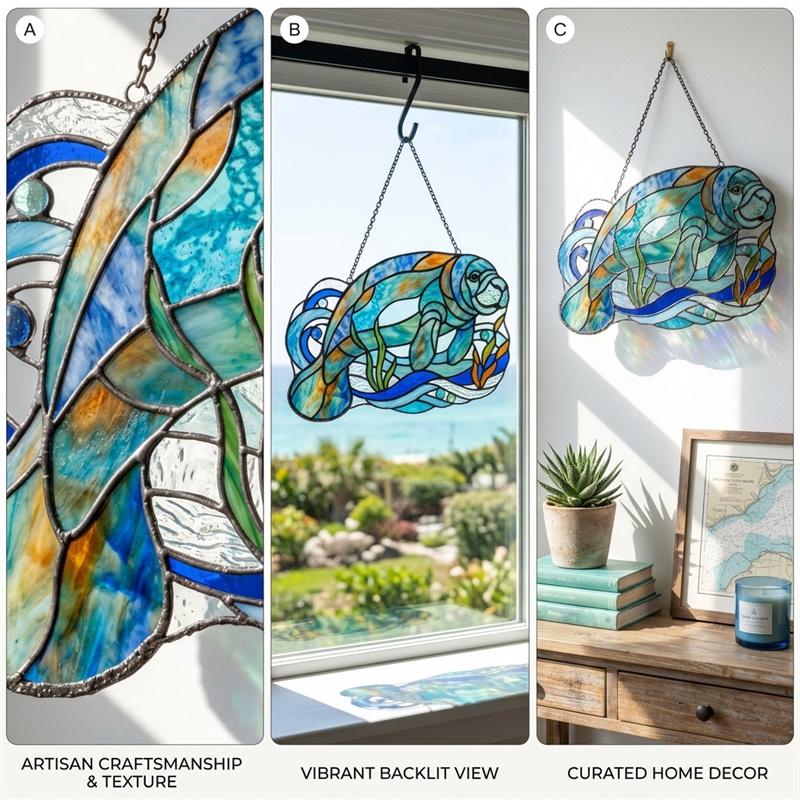 Manatee Glass Suncatcher