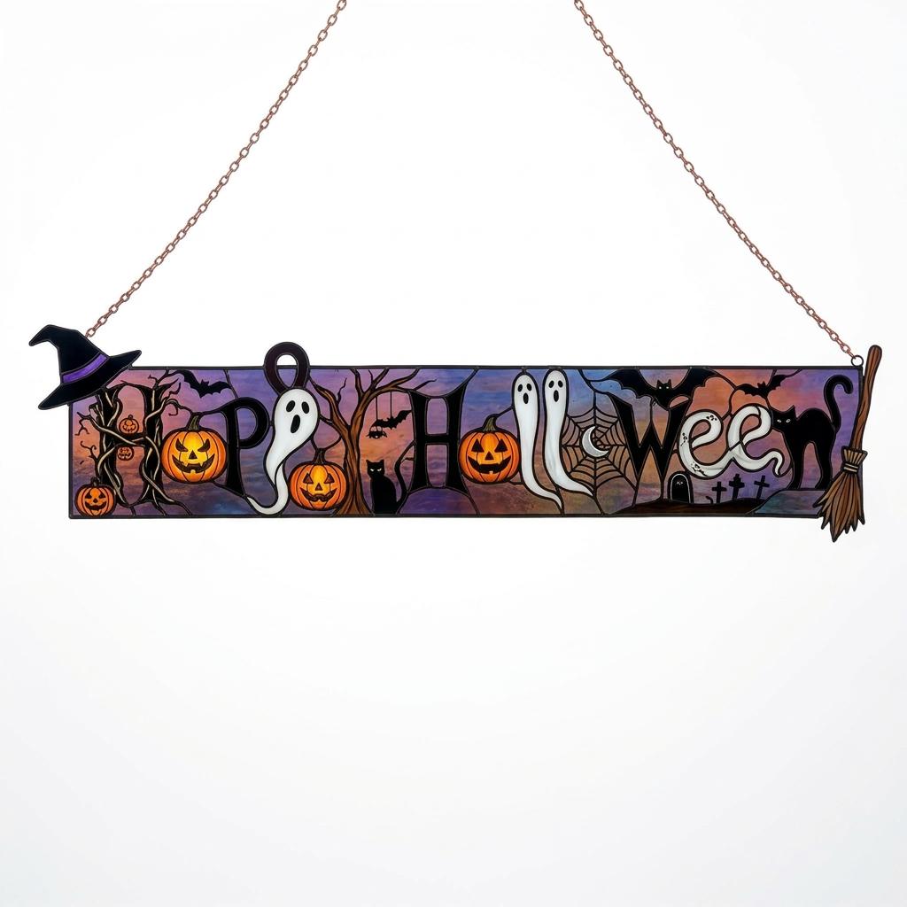 Happy Halloween Glass Suncatcher