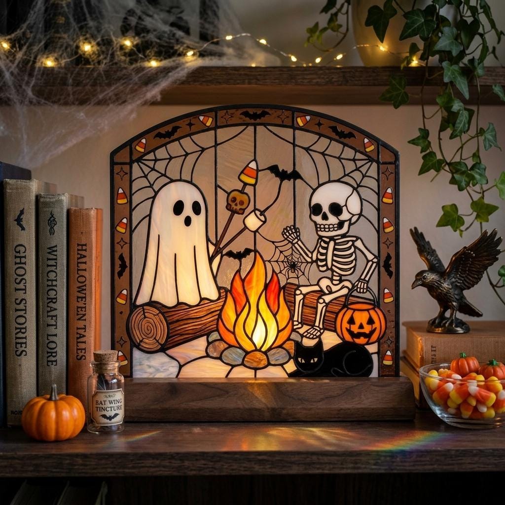 Skeleton Campfire Glass Decor