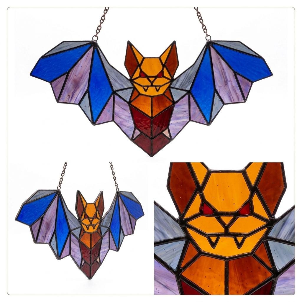 Geometric Bat Glass Suncatcher