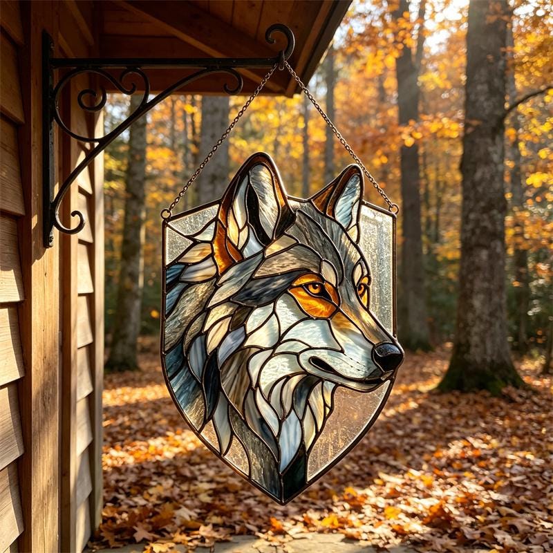 Wolf Glass Wall Hanging