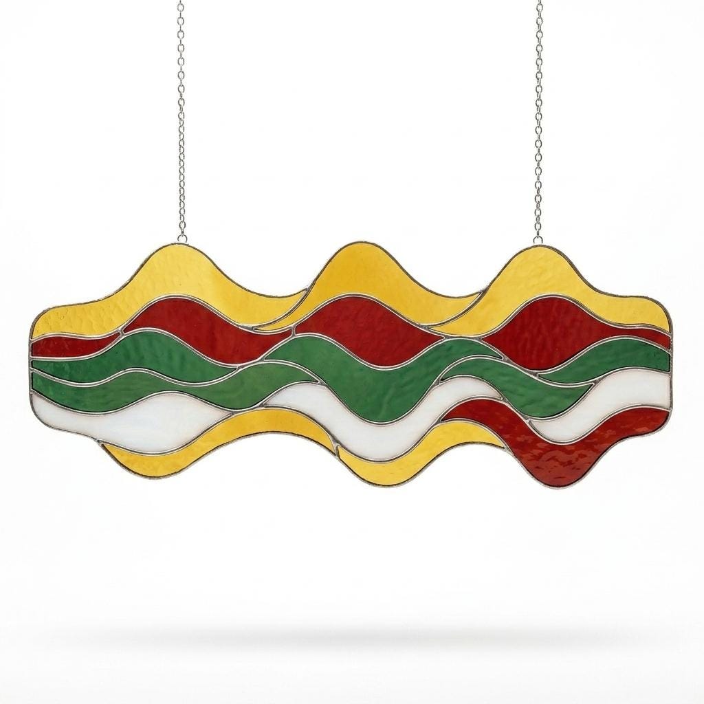 Colorful Ribbon Glass Suncatcher