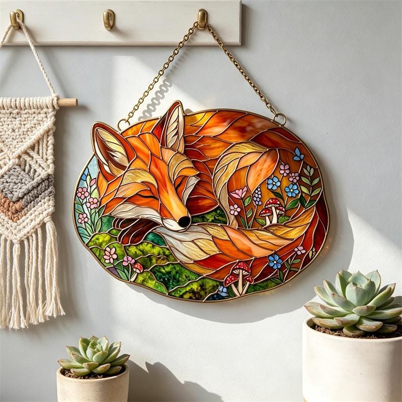 Fox Glass Wall Hanging