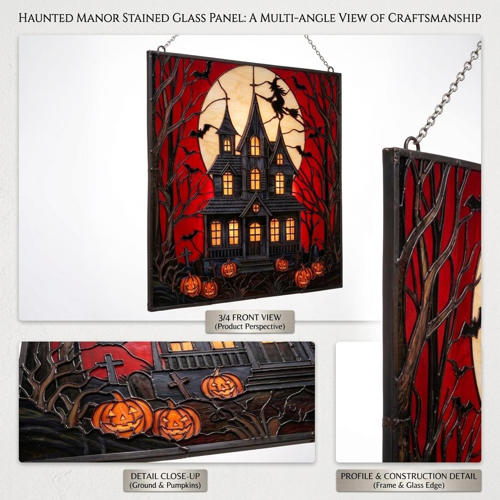 Haunted House Glass Suncatcher