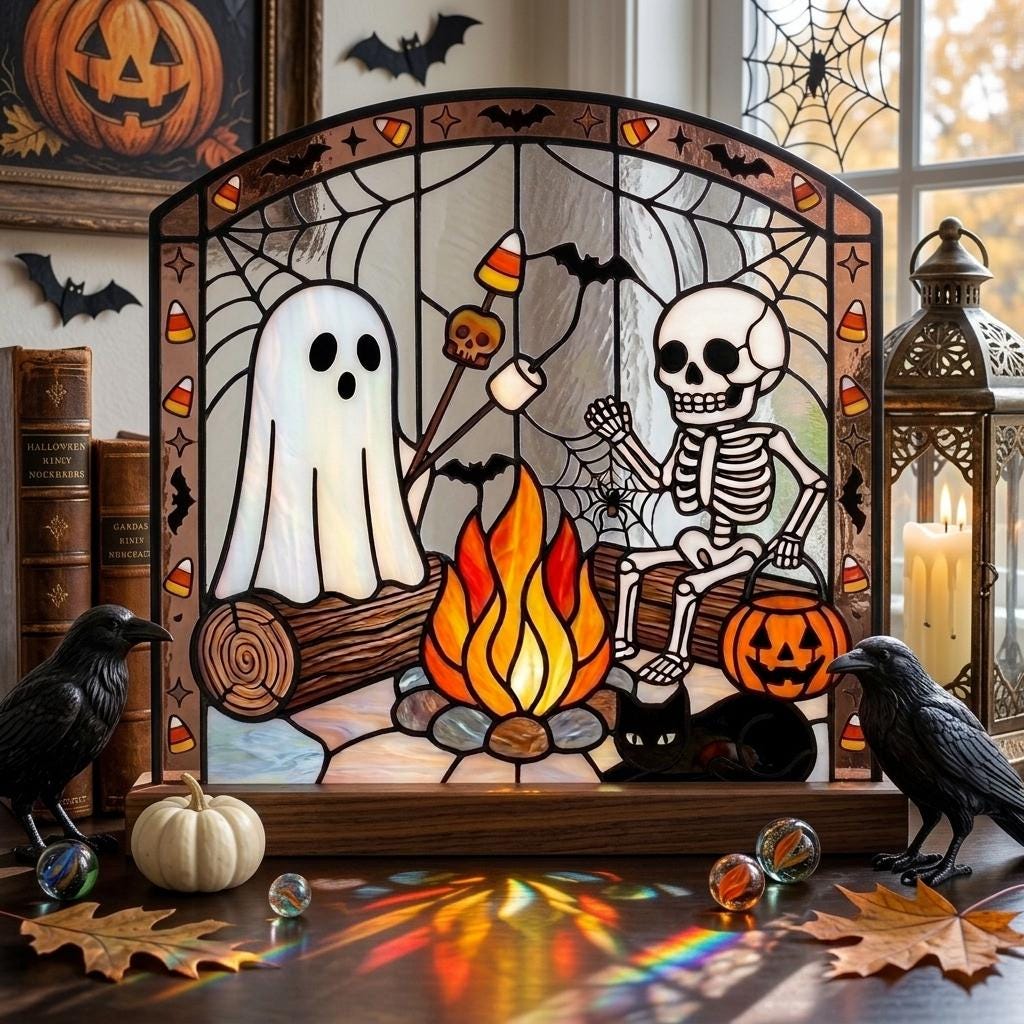 Skeleton Campfire Glass Decor