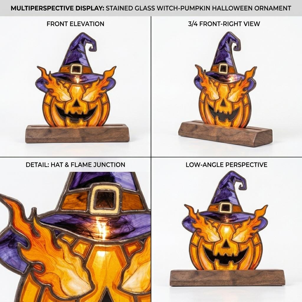 Witch Hat Pumpkin Glass Decor
