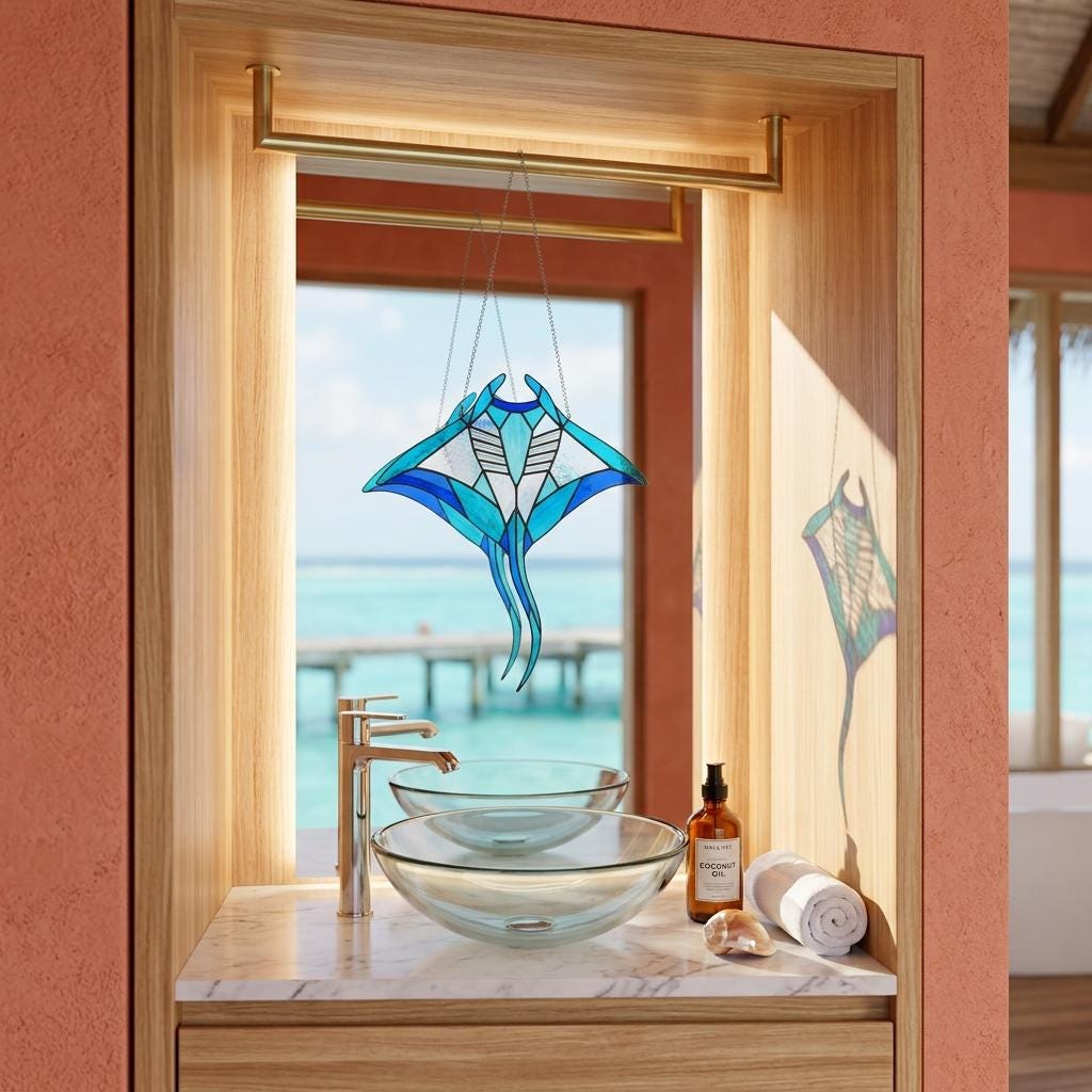 Manta Ray Glass Suncatcher
