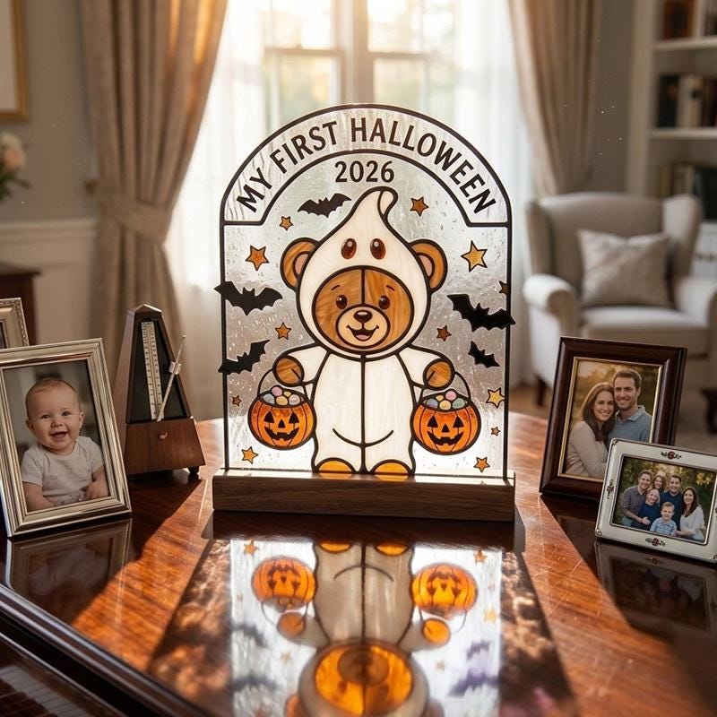 First Halloween Teddy Bear Glass Keepsake