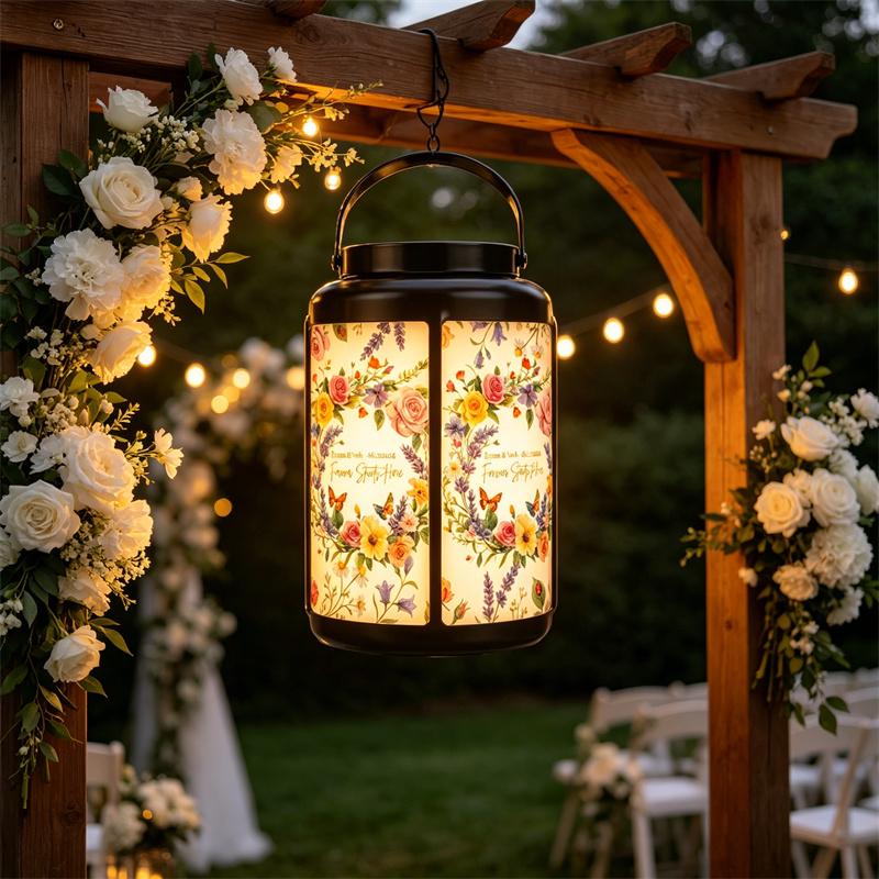 Custom Floral Wedding Solar Lantern