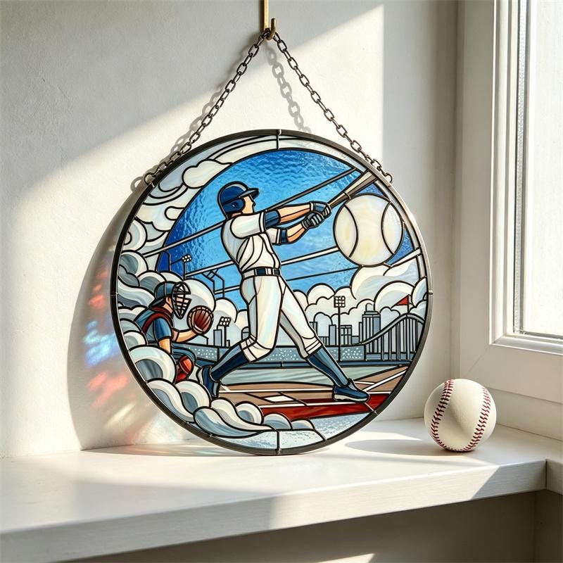 Baseball Batter Glass Art