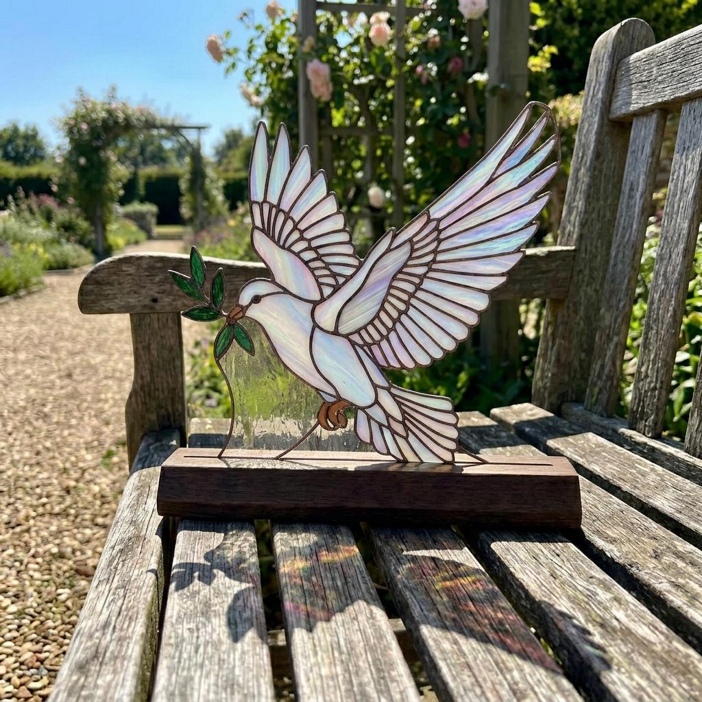 Peace Dove Glass Decor
