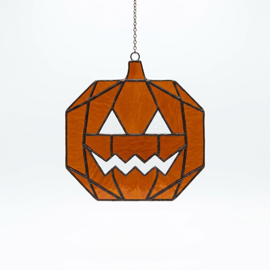 Geometric Pumpkin Glass Suncatcher