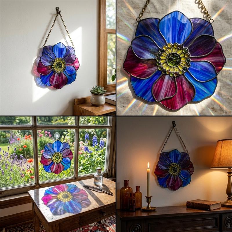 Botanical Flower Glass Suncatcher