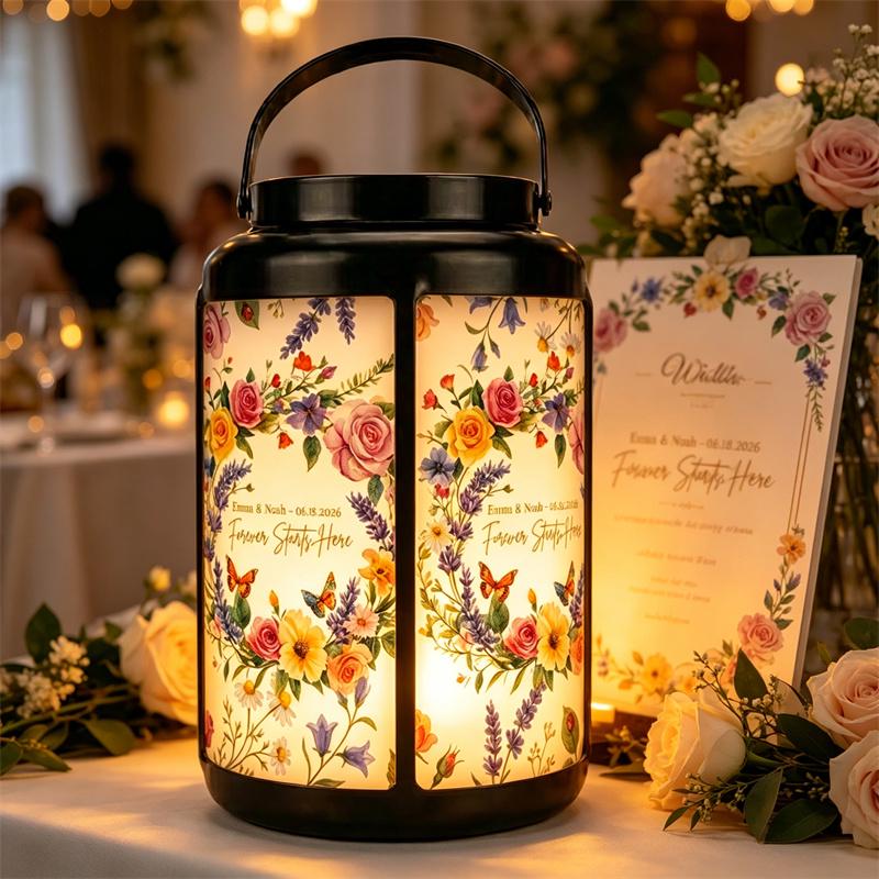 Custom Floral Wedding Solar Lantern